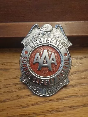 School Badge Metal Safety Patrol Lieutenant Red Trim Grammes Allentown Us • $15.99