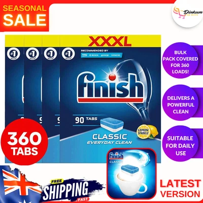 $69.99 • Buy 4 X 90pk Finish Powerball Classic Dishwasher Tabs Lemon Sparkle Bulk Packs