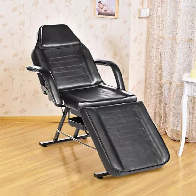 Massage Table 3 Section Adjustable Bed Couch Beauty Salon Spa Tattoo Chair Black • £142.99