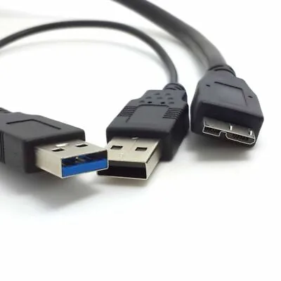 Dual USB3.0 A  To Micro USB 3 Y Splitter Cable For Mobile Hard Disk Drive • $6.99