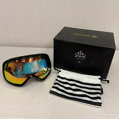 VonZipper VZ Skylab Snow Goggles Gloss Black Frame W/ Clear Chrome Orange • $75