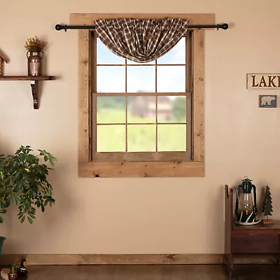 VHC Brands Rustic Balloon Valance Brown Rod Pocket Rory Kitchen Window Curtains • $20.13