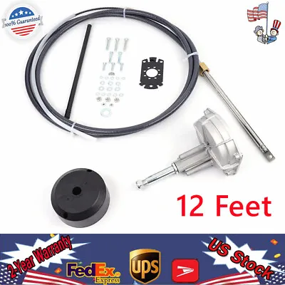 12FT Outboard Cable Kit Rotary Helm Steering Cable Boat Rotary Steering System • $98.80