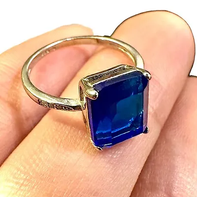 Tanzanite Ring 925 Sterling Silver Jewelry Emerald Cut Size 6 7 8 9 Lab-created • £16.37