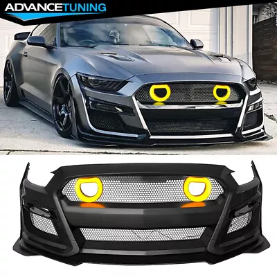 For 15-17 Ford Mustang GT500 Style Front Bumper Cover Kits W/ Lip LED Grille • $1099