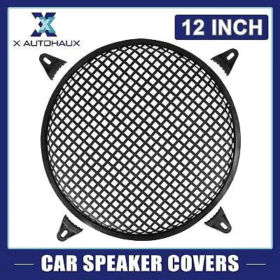 12Inch Black Round Car Audio Speaker Grill Cover Metal Mesh Subwoofer Horn Guard • £7.99