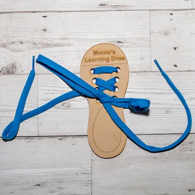 Personalised Wooden Learn To Tie Shoes Education Toy With Shoe Lace Threading • £4.99