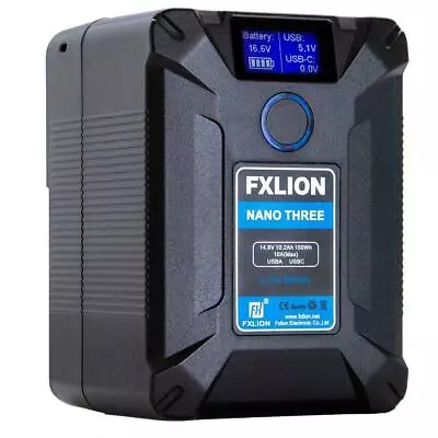 $279 • Buy FXLION Nano Three 14.8V 10.2Ah 150Wh V-Mount Lock Battery D-TAP USB-C Micro USB 