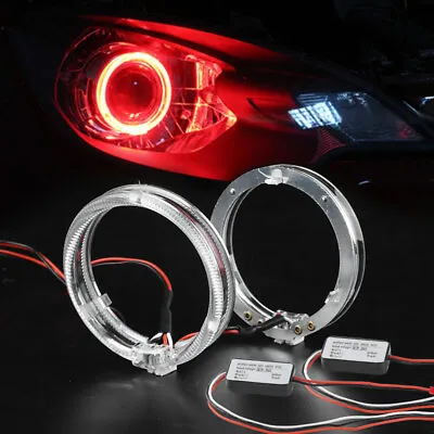 Pair 80mm LED Light Guide Red Angel Eyes Halo Rings For Car Headlights Retrofit • $13.95