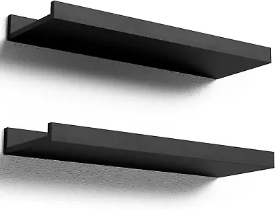 Boswillon Floating Shelves Wall Mounted Set Of 2 Modern Black Wall Shelves For • $22.95