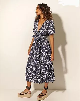 Size Au 16 Kivari Jeanne Tie Front Dress Floral Maxi Boho • $120