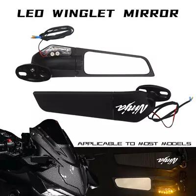 $49.81 • Buy LED Larger Wing Rear View Winglets Side Mirrors Fo KAWASAKI NINJA ZX10R ZX6R 636