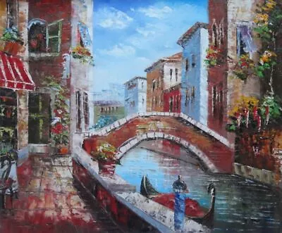 20x24 Amazing Narrow Canal In Venice At Noon Italy Oil Painting Impressionism • $61