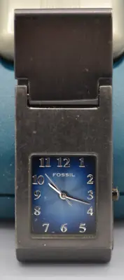 Fossil Stainless Steel Money Clip Watch - Gun Metal Gray - Needs Battery • $20