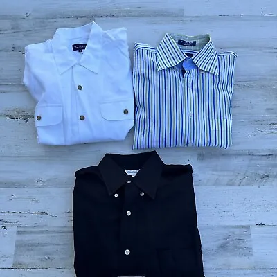 Lot Of 3 Mens Dress Shirts Paul Fredrick Size Medium Long Sleeve 100% Cotton • $39.99