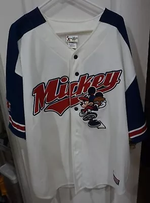 Vintage Disney MICKEY MOUSE Baseball Embroidered Jersey - ADULT (XL) Extra Large • $78.81