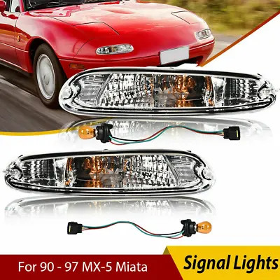 Fit For 1990 - 1997 MX-5 Miata Clear Front Bumper Signal Lights Pair W/Bulbs USA • $26.30