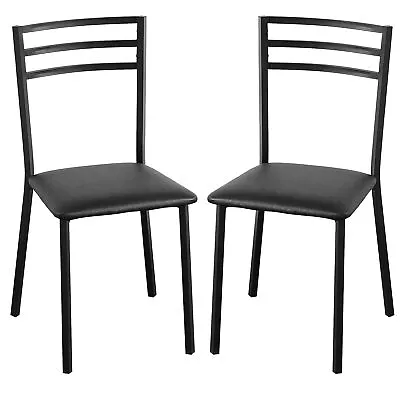 Metal Dining Chair Set Of 2 Modern Armless With Cushioned Seat For Kitchen ... • $95.31