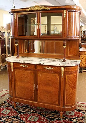 French Marble Top Inlaid Louis XVI Style Display Cabinet Sideboard Buffet • $2750