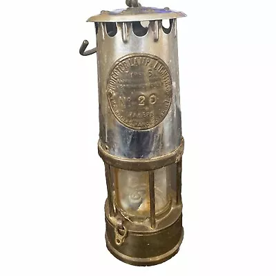 Electrified Vintage Protector LAMP ECCLES TYPE 6 Brass Miner’s Lamp No 20 • £95.40
