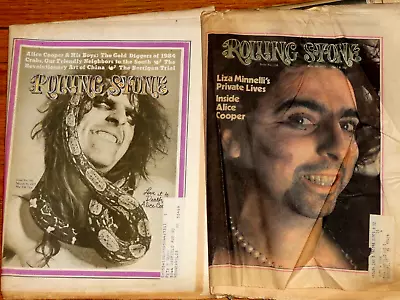 ALICE COOPER Lot Of Two Vintage Rolling Stone Magazines 1972 & 1973 School's Out • $20