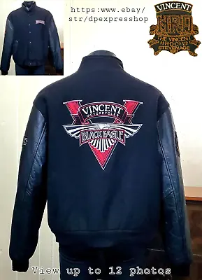 Vincent Motorcycles Black Eagle Men's Sz 2XL Wool Leather Stitched Logos Jacket • $79.99