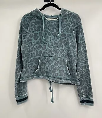 Vintage Havana Turquoise Leopard Print Pullover Hoodie Size Small  • $24