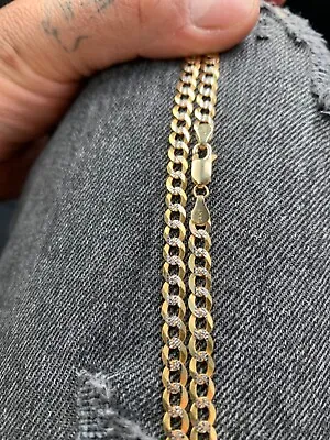 Mens Solid 14 K Gold Chain Necklace Cuban • $1550