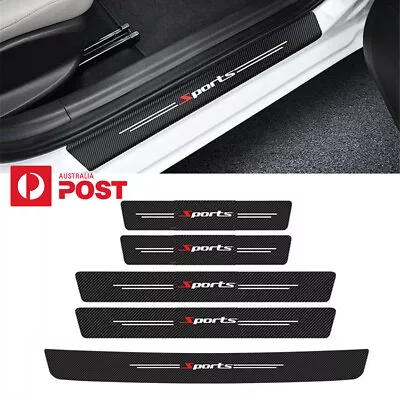 5x Car Door Scuff Sill Cover Panel Step Protector Carbon Fiber Look Sport Style • $22.33