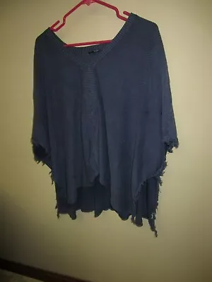 $19.99 • Buy SPLENDID Navy Blue Oversize Knit Sweater V Neck PONCHO Top XS Extra Small