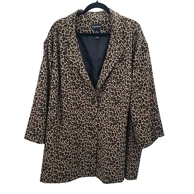 Maggie Barnes Leopard Print Blazer Womens Plus Size 5x 34 36 Jacket Button Up • $27.22