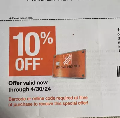 Home Depot 10% Off Max $200 Discount W/HD CREDIT CARD 4/30/24 • $19.99