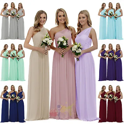 Chiffon One Shoulder Long Evening Formal Party Ball Gown Prom Bridesmaid Dresses • £41.90