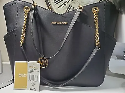 WT Michael Kors Jet Set Travel Large Black Ladies Tote Purse Retail $558 • $89