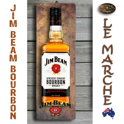 $16.95 • Buy JIM BEAM Rustic 3D LOOK Wooden BAR Plaque / Sign (FREE POST) Bottle Image