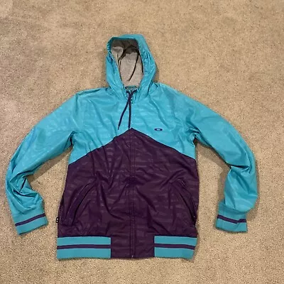 Oakley Men's Size M Purple Teal Full Zip Hooded Lined Windbreaker Jacket Hornets • $18