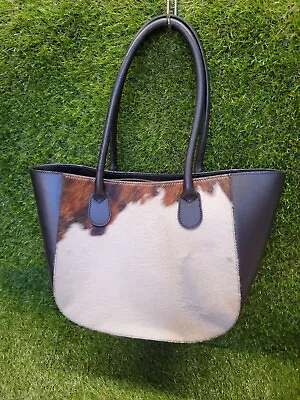 Vera Pelle Italian Genuine Leather Pony/Calf Hair Large Tote Shoulder Purse Bag • $300