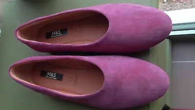 Marks And Spencer Flat Suede Shoes New Size 6  Pink • £10.99