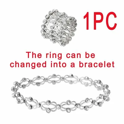 Hot 2 In 1 Magic Ring Change Bracelet Telescopic AB Crystal Women Jewellery Gift • £5.03