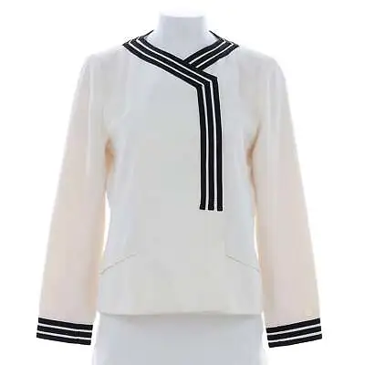 Chanel Women's Vintage Striped Collarless Jacket Stitched Cotton And Viscose • $328.60
