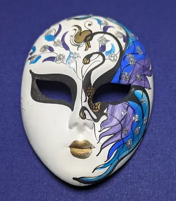 Miniature Venetian Mask Wall Decor Signed Procelain Bisque Unique Hand Painted • $19.99