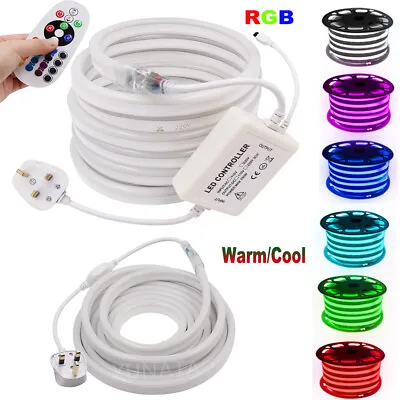 RGB LED Neon Flex Rope Strip Light IP67 Waterproof 220V 240V Outdoor Lighting UK • £85.18