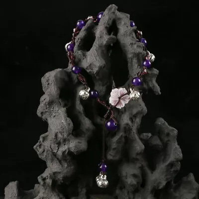Jade Flower Anklets For Women Amulet Purple Man 925 Silver Jewelry Natural • $5.99