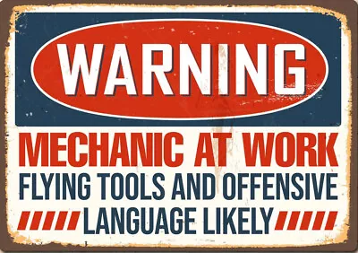 MECHANIC Warning Garage Rustic Vintage Metal Tin Signs Man Cave Shed & Bar • $9.99