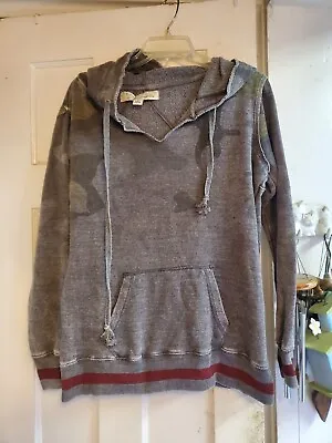 Vintage Havana Women's Gray Camo V-neck Fleece Hoodie Sweatshirt Size S Zip Side • $14.98