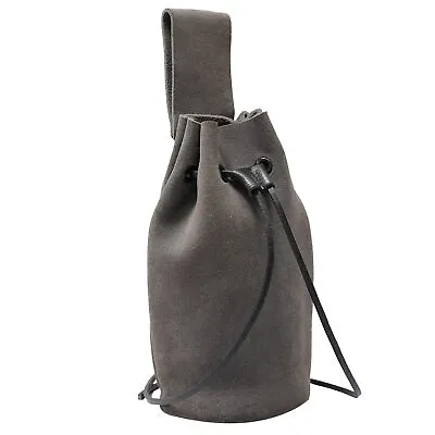 Medieval Drawstring Waist Pouch Renaissance Leather Bag Costume Accessory Grey • $24.99