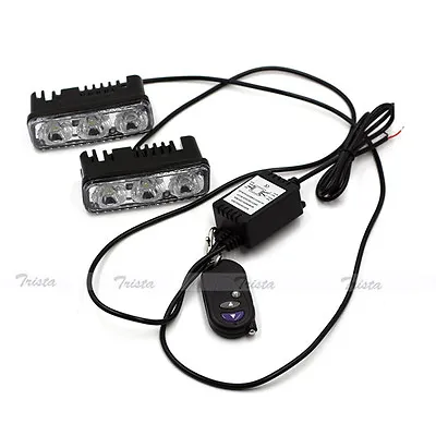 2x3 LED White Car DRL Daytime Running Light Remote Control Strobe Flash Warn 12V • $22.78