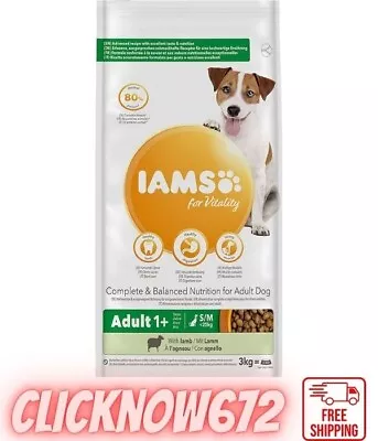 IAMS For Vitality Small/Medium Breed Adult Dry Dog Food With Lamb 3 Kg • £11.77