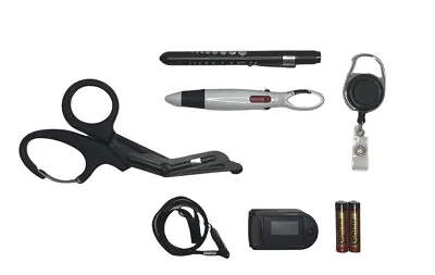 5pc Bundle-Pulse Oximeter Medical Penlight Shears Retractable Pen Badge Reel • $22