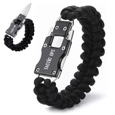 Mini Folding Paracord Knife Bracelet - Every Day Carry EDC (Black) • $12.98